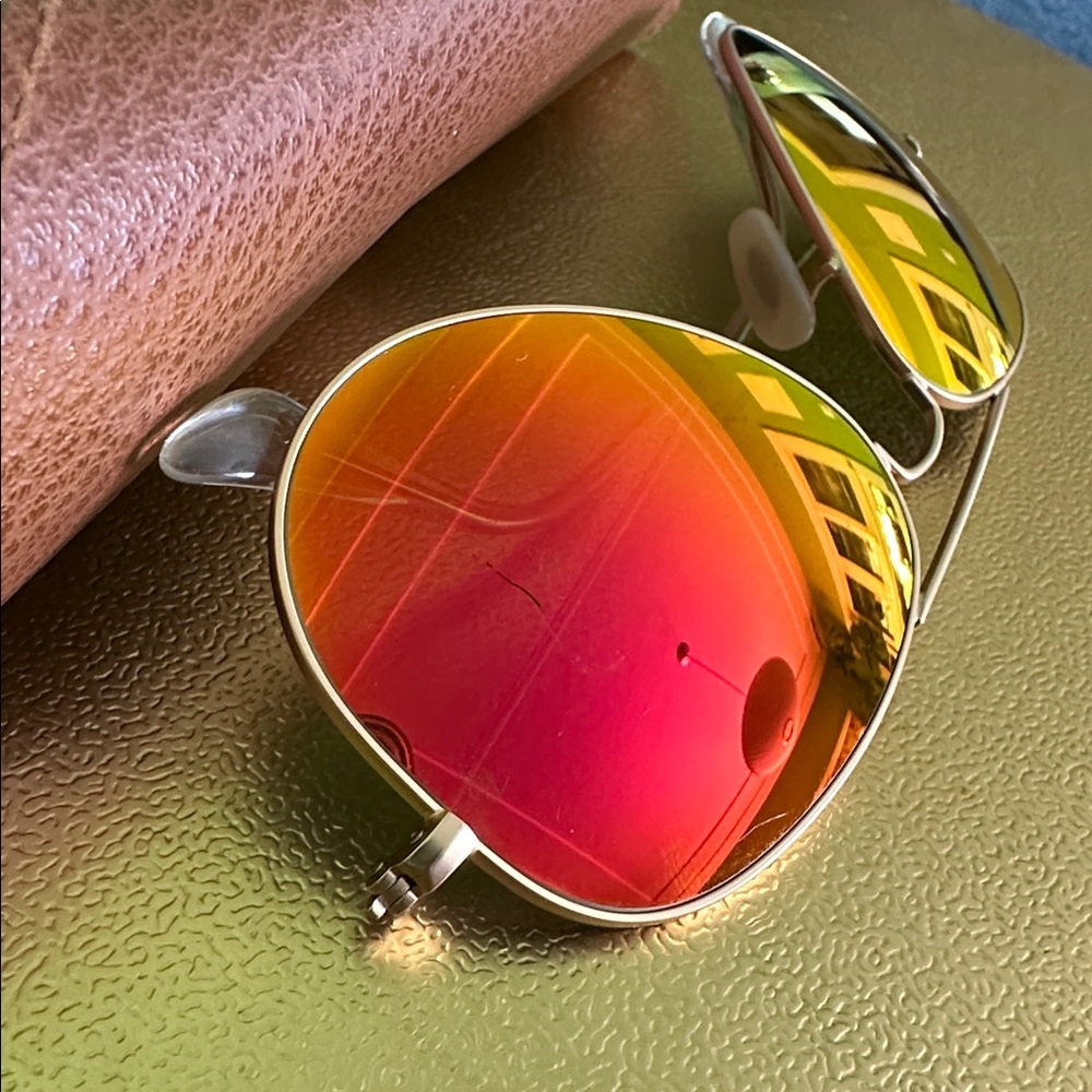 Pink/Orange/Yellow and Gold Aviator RayBans Women’s - Picture 5 of 7